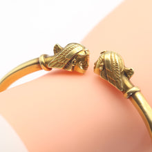 Antique Art Nouveau bangle bracelet Egyptian Revival 2 Pharaohs French (7613)