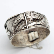 Antique wide cuff bangle bracelet silver wolf French Boullier Unisex 1920s (7615