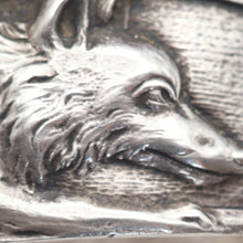 Antique wide cuff bangle bracelet silver wolf French Boullier Unisex 1920s (7615