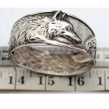 Antique wide cuff bangle bracelet silver wolf French Boullier Unisex 1920s (7615