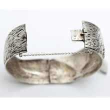 Antique wide cuff bangle bracelet silver wolf French Boullier Unisex 1920s (7615