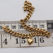 Antique Victorian chain bracelet 18k gold unisex French little heart charm(7620)