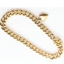 Antique Victorian chain bracelet 18k gold unisex French little heart charm