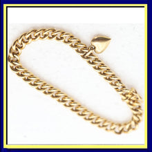Antique Victorian chain bracelet 18k gold unisex French little heart charm(7620)
