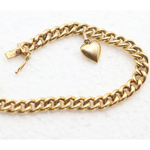 Antique Victorian chain bracelet 18k gold unisex French little heart charm(7620)