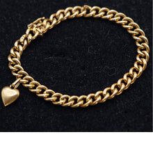 Antique Victorian chain bracelet 18k gold unisex French little heart charm(7620)