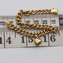 Antique Victorian chain bracelet 18k gold unisex French little heart charm(7620)