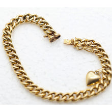 Antique Victorian chain bracelet 18k gold unisex French little heart charm(7620)