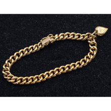 Antique Victorian chain bracelet 18k gold unisex French little heart charm(7620)