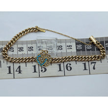 Antique Victorian gold chain intertwined hearts pearls turquoise England (7633)