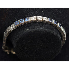 Art Deco bracelet diamonds natural blue sapphires Yogo Gulch GIA certific (7638)