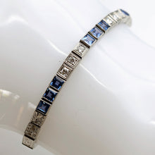 Art Deco bracelet diamonds natural blue sapphires Yogo Gulch GIA certific (7638)