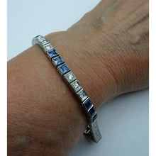 Art Deco bracelet diamonds natural blue sapphires Yogo Gulch GIA certific (7638)