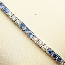 Art Deco bracelet diamonds natural blue sapphires Yogo Gulch GIA 