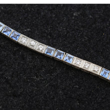 Art Deco bracelet diamonds natural blue sapphires Yogo Gulch GIA certific (7638)