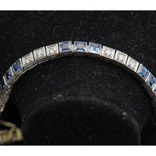 Art Deco bracelet diamonds natural blue sapphires Yogo Gulch GIA certific (7638)
