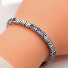 Art Deco bracelet diamonds natural blue sapphires Yogo Gulch GIA certific (7638)