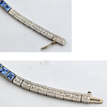 Art Deco bracelet diamonds natural blue sapphires Yogo Gulch GIA certific (7638)
