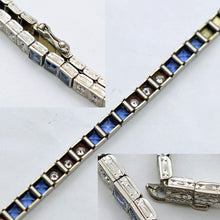 Art Deco bracelet diamonds natural blue sapphires Yogo Gulch GIA certific (7638)