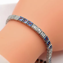 Art Deco bracelet diamonds natural blue sapphires Yogo Gulch GIA certific (7638)
