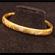 Stackable Bangle bracelet 18k gold diamonds Antique Art Nouveau Statement (7652)