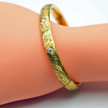 Stackable Bangle bracelet 18k gold diamonds Antique Art Nouveau Statement (7652)