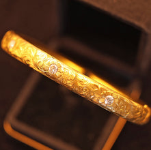 Stackable Bangle bracelet 18k gold diamonds Antique Art Nouveau Statement