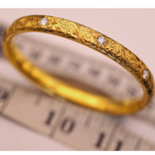 Stackable Bangle bracelet 18k gold diamonds Antique Art Nouveau Statement (7652)