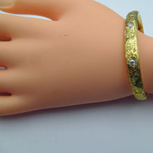 Stackable Bangle bracelet 18k gold diamonds Antique Art Nouveau Statement (7652)