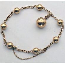 Antique Victorian gold chain bracelet locket bangle gold globes orig box (7698)