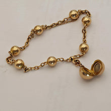Antique Victorian gold chain bracelet locket bangle gold globes orig box (7698)