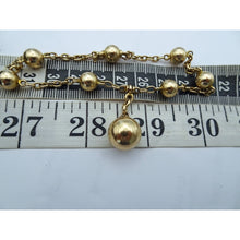 Antique Victorian gold chain bracelet locket bangle gold globes orig box (7698)