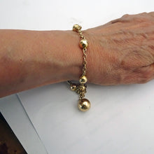 Antique Victorian gold chain bracelet locket bangle gold globes orig box (7698)