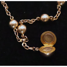 Antique Victorian gold chain bracelet locket bangle gold globes orig box (7698)