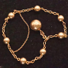Antique Victorian gold chain bracelet locket bangle gold globes orig box (7698)