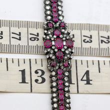 Antique bracelet No-heat Burma rubies diamonds silver gold GIA certificate (7707)