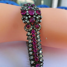 Antique bracelet No-heat Burma rubies diamonds silver gold GIA certificate (7707)