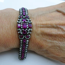 Antique bracelet No-heat Burma rubies diamonds silver gold GIA certificate (7707)