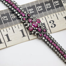 Antique bracelet No-heat Burma rubies diamonds silver gold GIA certificate (7707)