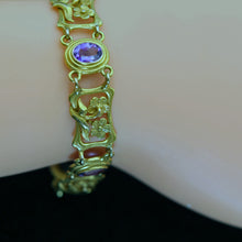 Antique Art Nouveau bracelet 14k gold amethysts made Newark signed Bippart (7717)