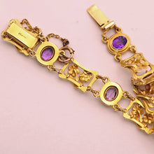 Antique Art Nouveau bracelet 14k gold amethysts made Newark signed Bippart (7717)