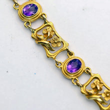 Antique Art Nouveau bracelet 14k gold amethysts made Newark signed Bippart (7717)