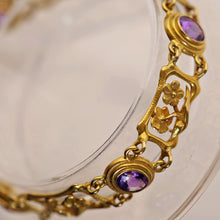 Antique Art Nouveau bracelet 14k gold amethysts made Newark signed Bippart (7717)