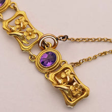 Antique Art Nouveau bracelet 14k gold amethysts made Newark signed Bippart (7717)