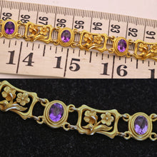 Antique Art Nouveau bracelet 14k gold amethysts made Newark signed Bippart (7717)