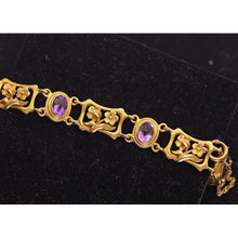 Antique Art Nouveau bracelet 14k gold amethysts made Newark signed Bippar