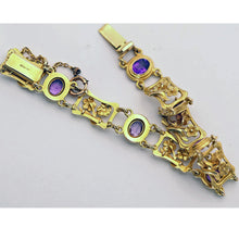 Antique Art Nouveau bracelet 14k gold amethysts made Newark signed Bippar
