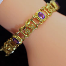 Antique Art Nouveau bracelet 14k gold amethysts made Newark signed Bippart (7717)