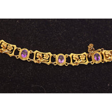 Antique Art Nouveau bracelet 14k gold amethysts made Newark signed Bippart (7717)
