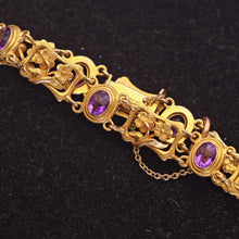 Antique Art Nouveau bracelet 14k gold amethysts made Newark signed Bippart (7717)